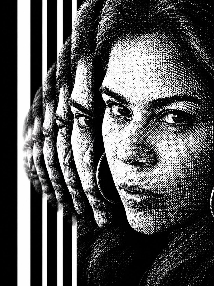 Retrato editorial — puntillismo